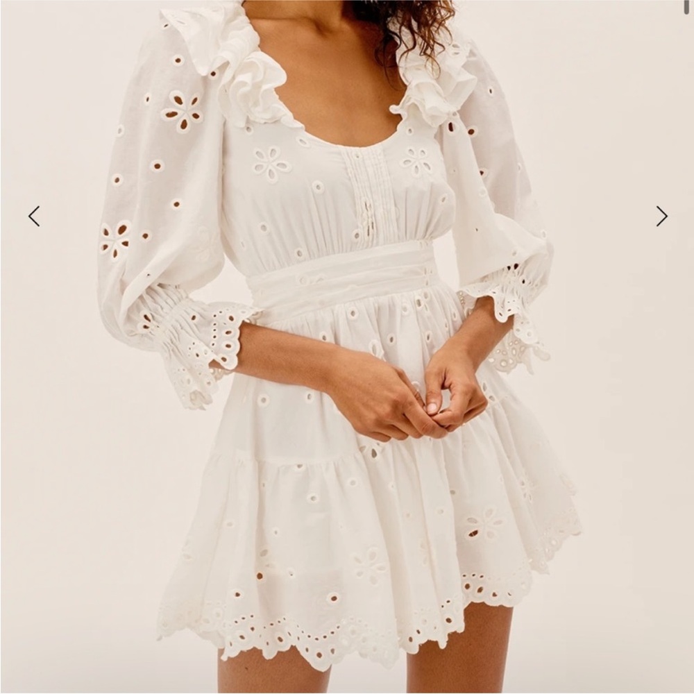 FOR LOVE & LEMONS Serena Mini Dress, White XS NWT